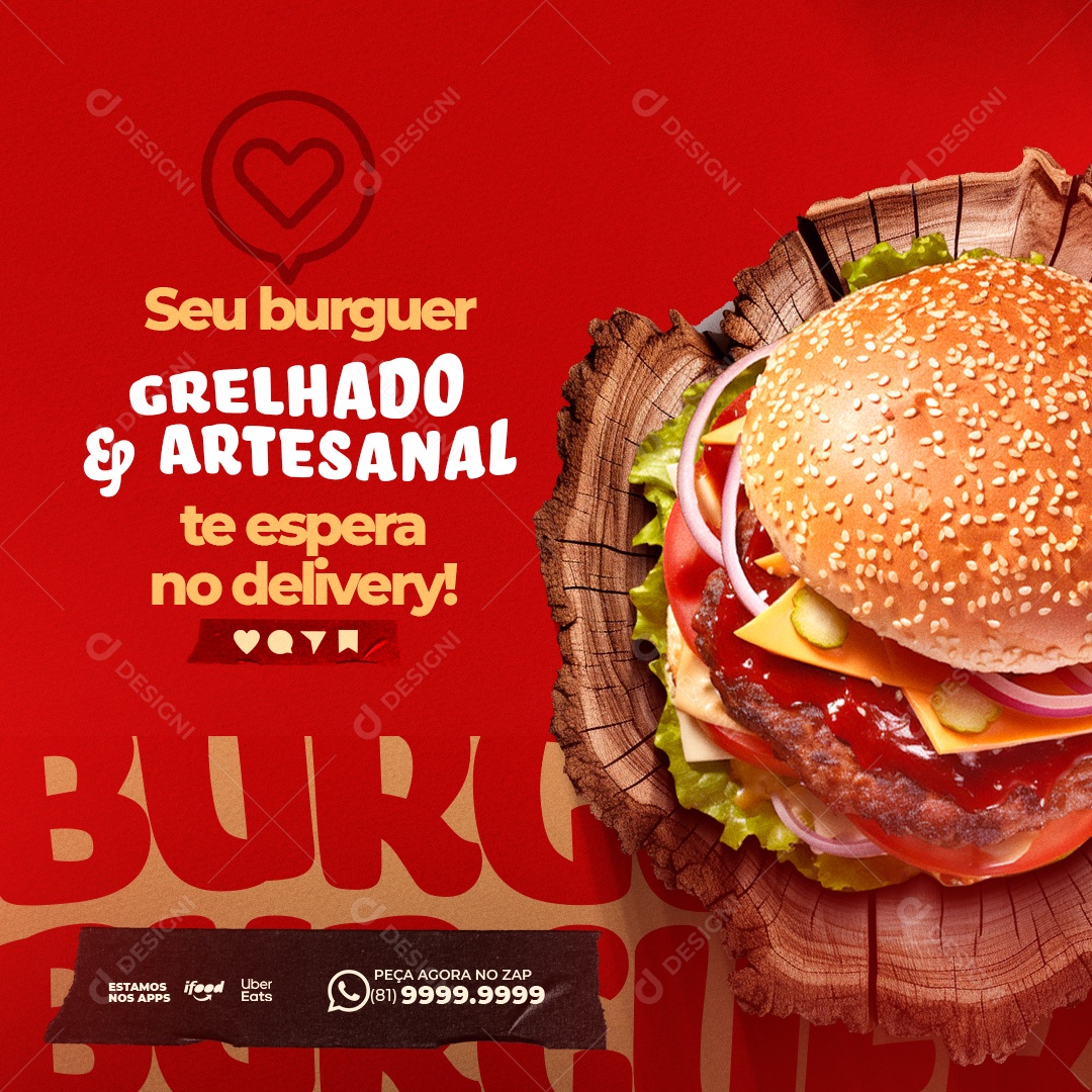 Social Media Seu Burguer Te Espera No Delivery PSD Editável