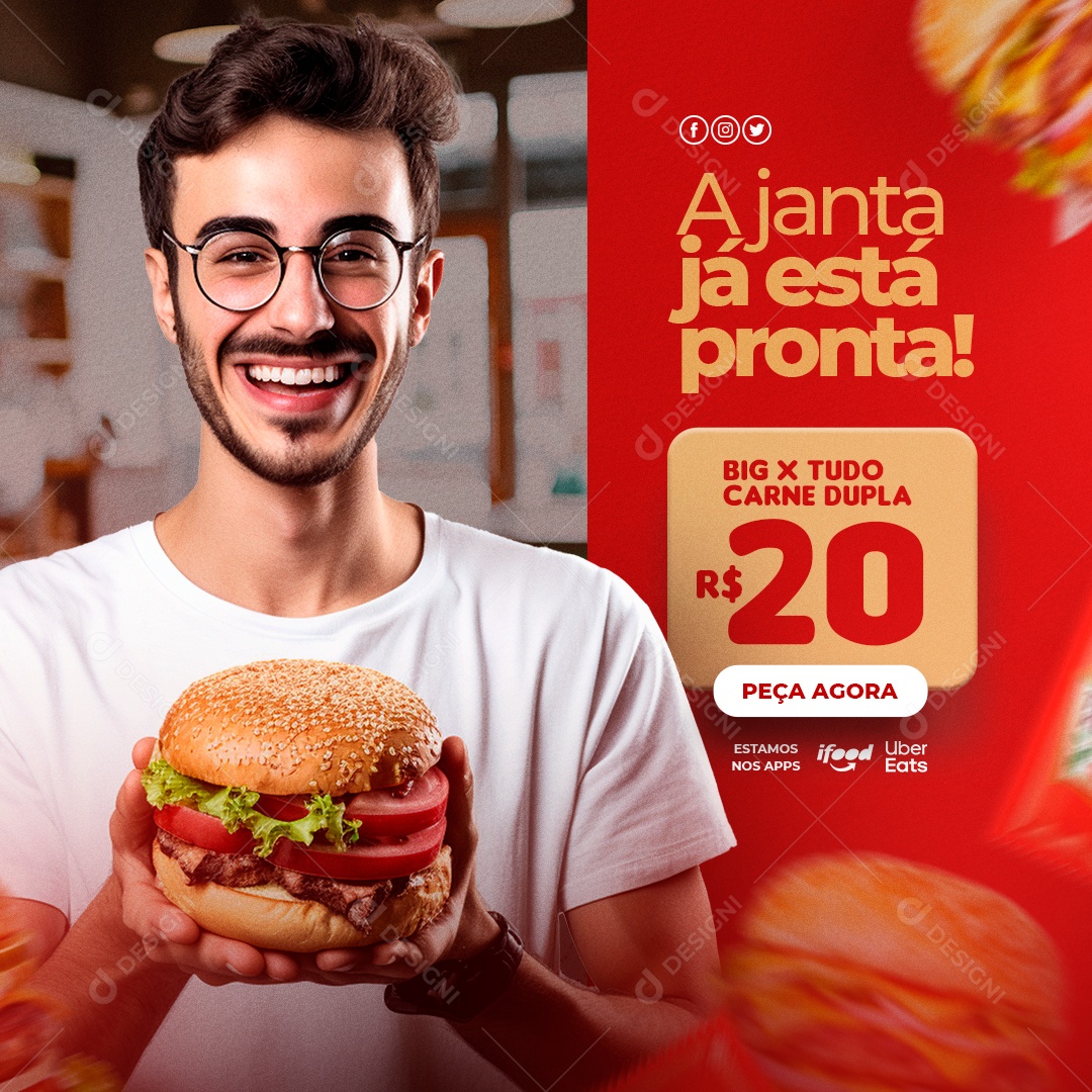 Hamburger Restaurant Dinner Is Ready Editable Social Media PSD