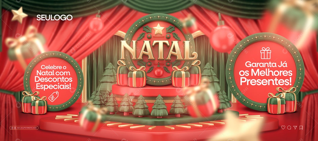 Social Media Banner Natal Descontos Especiais PSD Editável