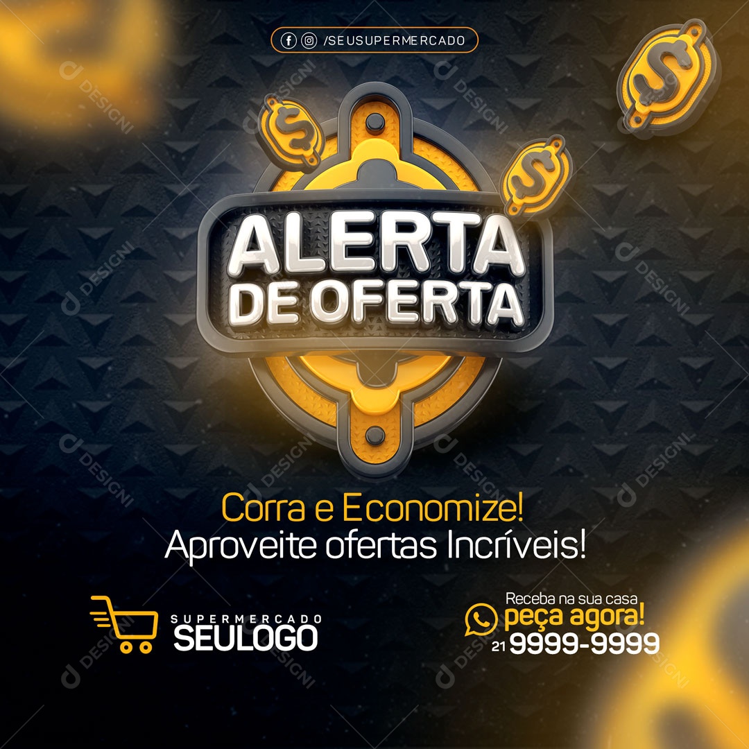 Social Media Alerta De Oferta Corra e Economize PSD Editável