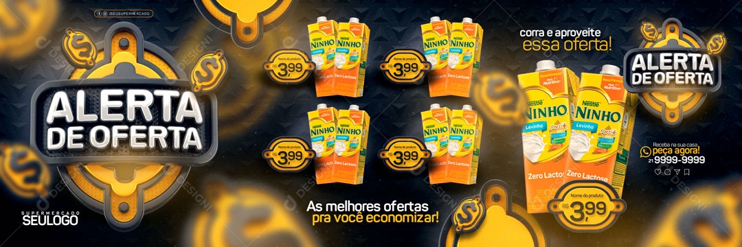 Social Media Encarte Banner Alerta De Oferta Corra e Aproveite PSD Editável