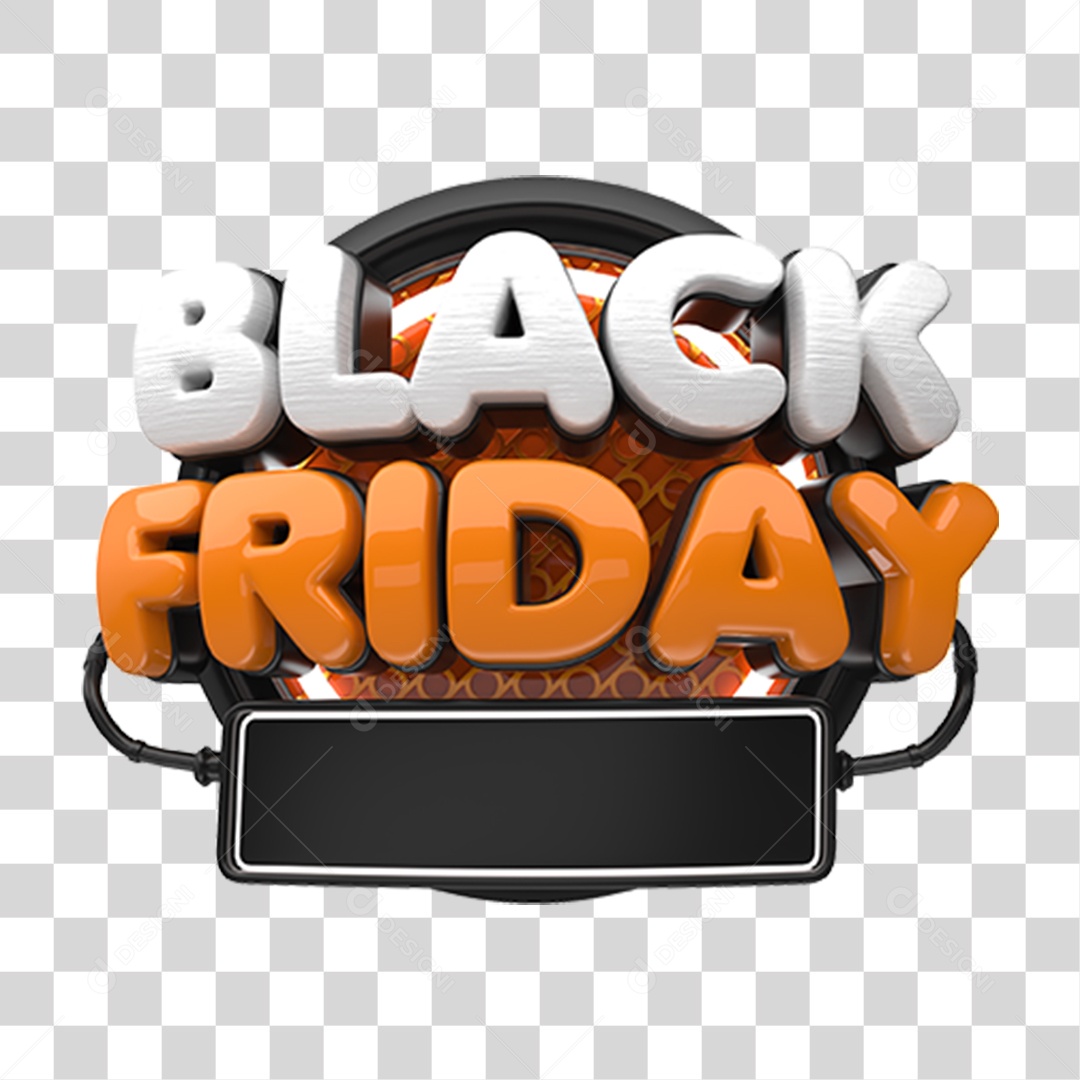 Black Friday Selo 3D para Composição PNG Transparente