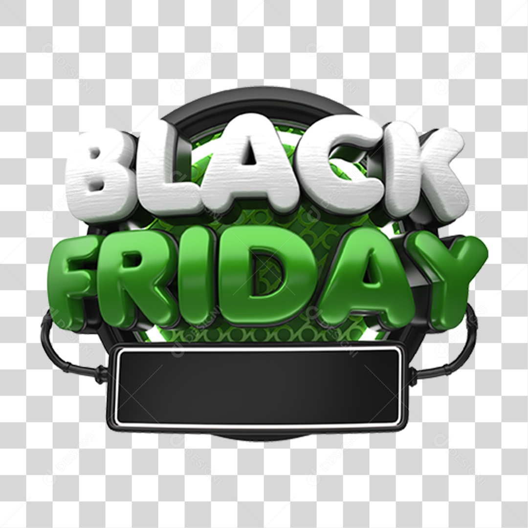 Black Friday Selo 3D para Composição PNG Transparente