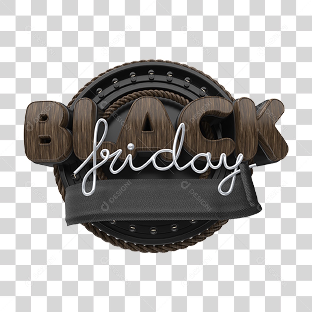 Black Friday Selo 3D para Composição PNG Transparente