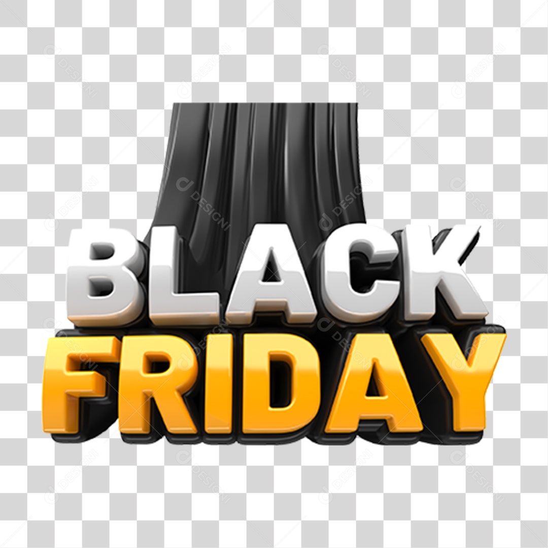 Black Friday Selo 3D para Composição PNG Transparente