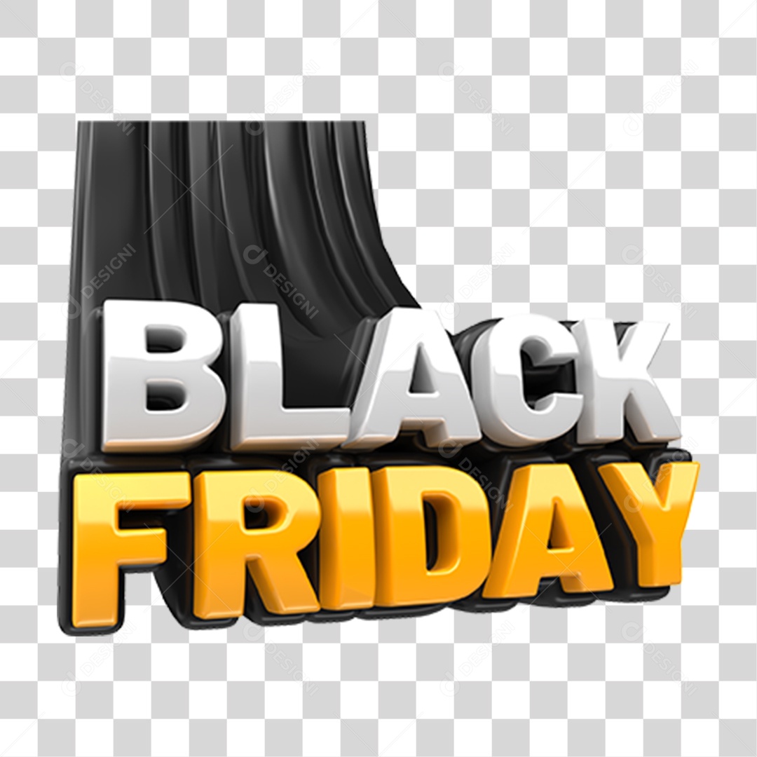 Black Friday Selo 3D para Composição PNG Transparente