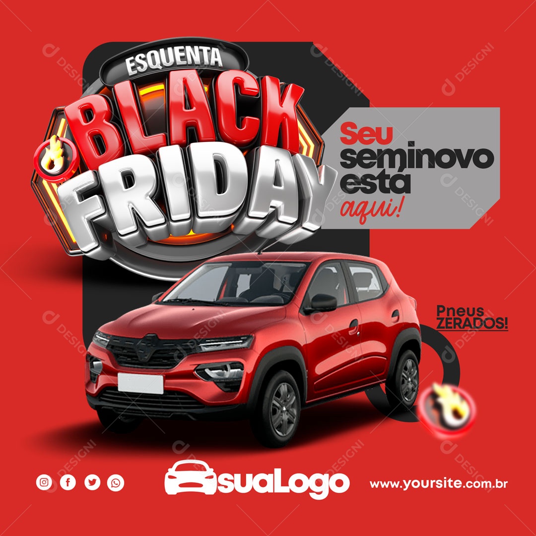 Esquenta Black Friday Seu Seminovo Concessionária Social Media PSD Editável