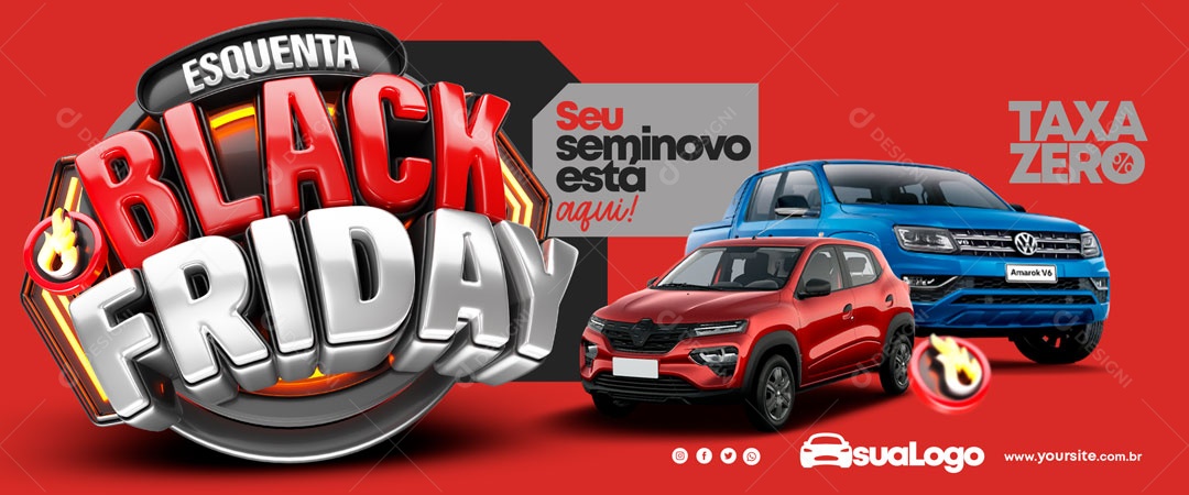 Social Media Banner Esquenta Black Friday Concessionária PSD Editável
