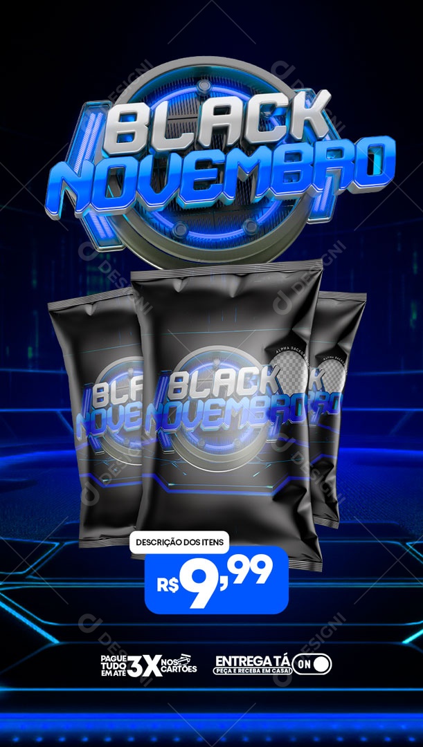 Social Media Story Black Novembro Supermercado PSD Editável