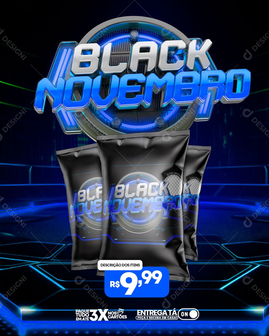 Social Media Feed Black Novembro Supermercado PSD Editável