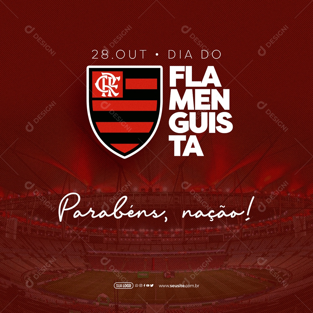 Dia Do Flamenguista 28 De Outubro Parabéns Nação Social Media PSD Editável