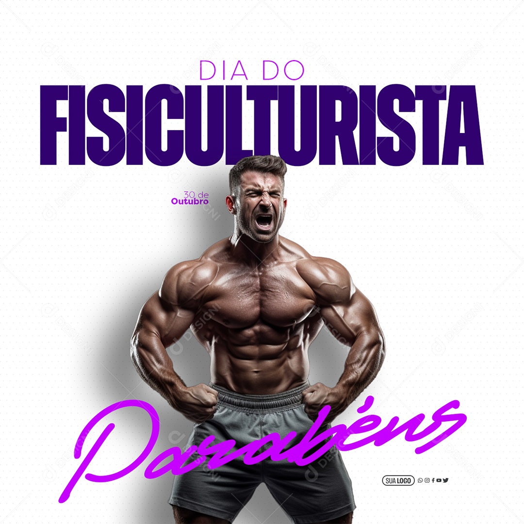 Dia do Fisiculturista 30 de Outubro Parabéns Social Media PSD Editável