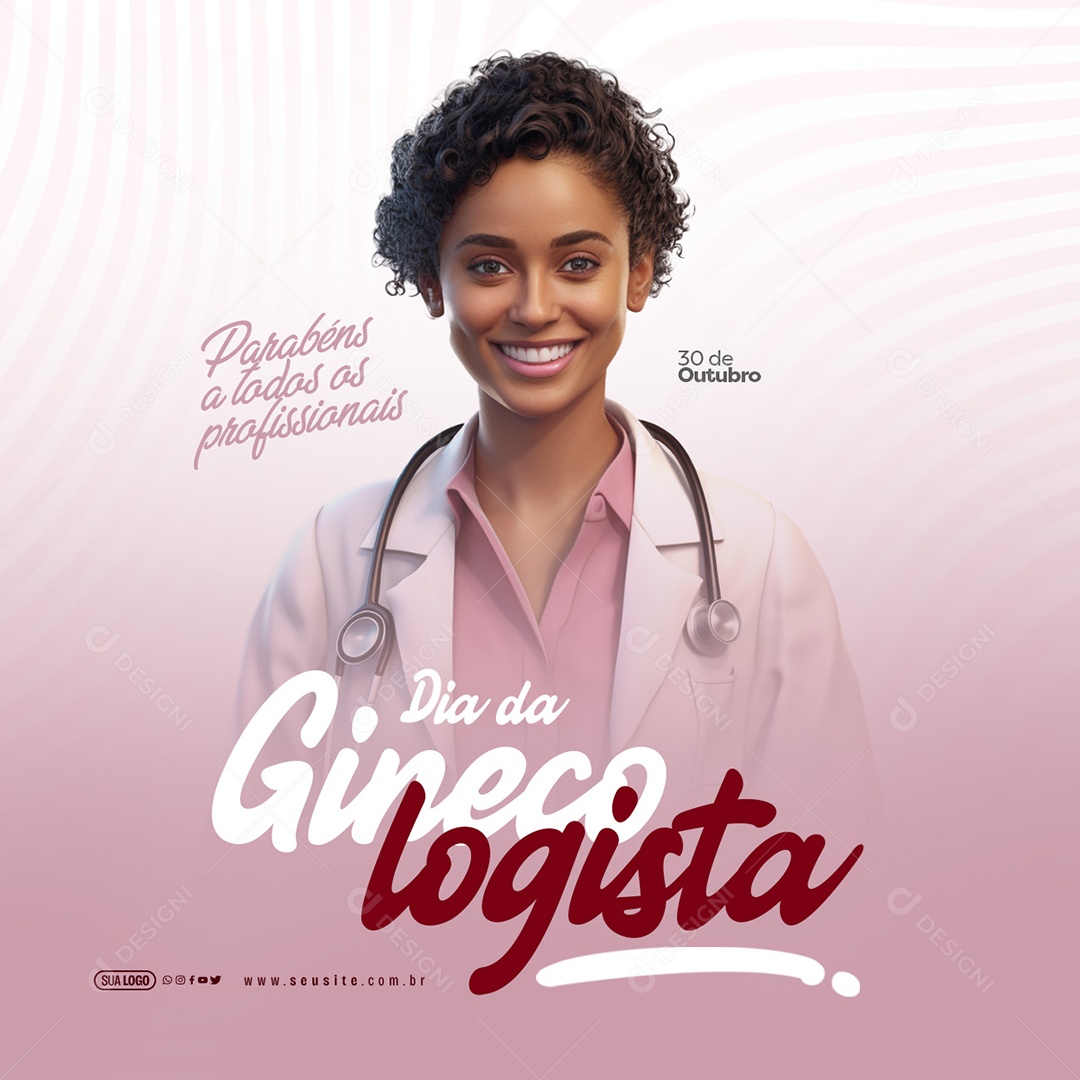 Dia Do Ginecologista 30 de Outubro Parabéns Social Media PSD Editável