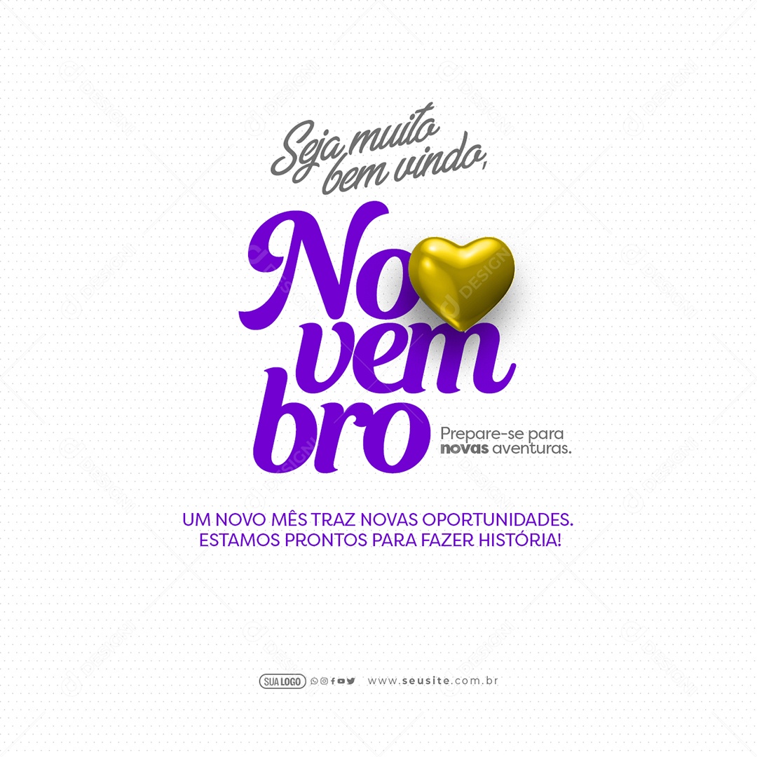 Novembro um Novo Mês Traz Novas Oportunidades Social Media PSD Editável