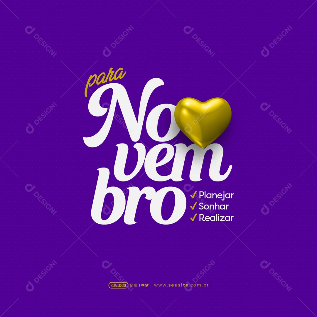 Para Novembro Planejar Sonhar Realizar Social Media PSD Editável