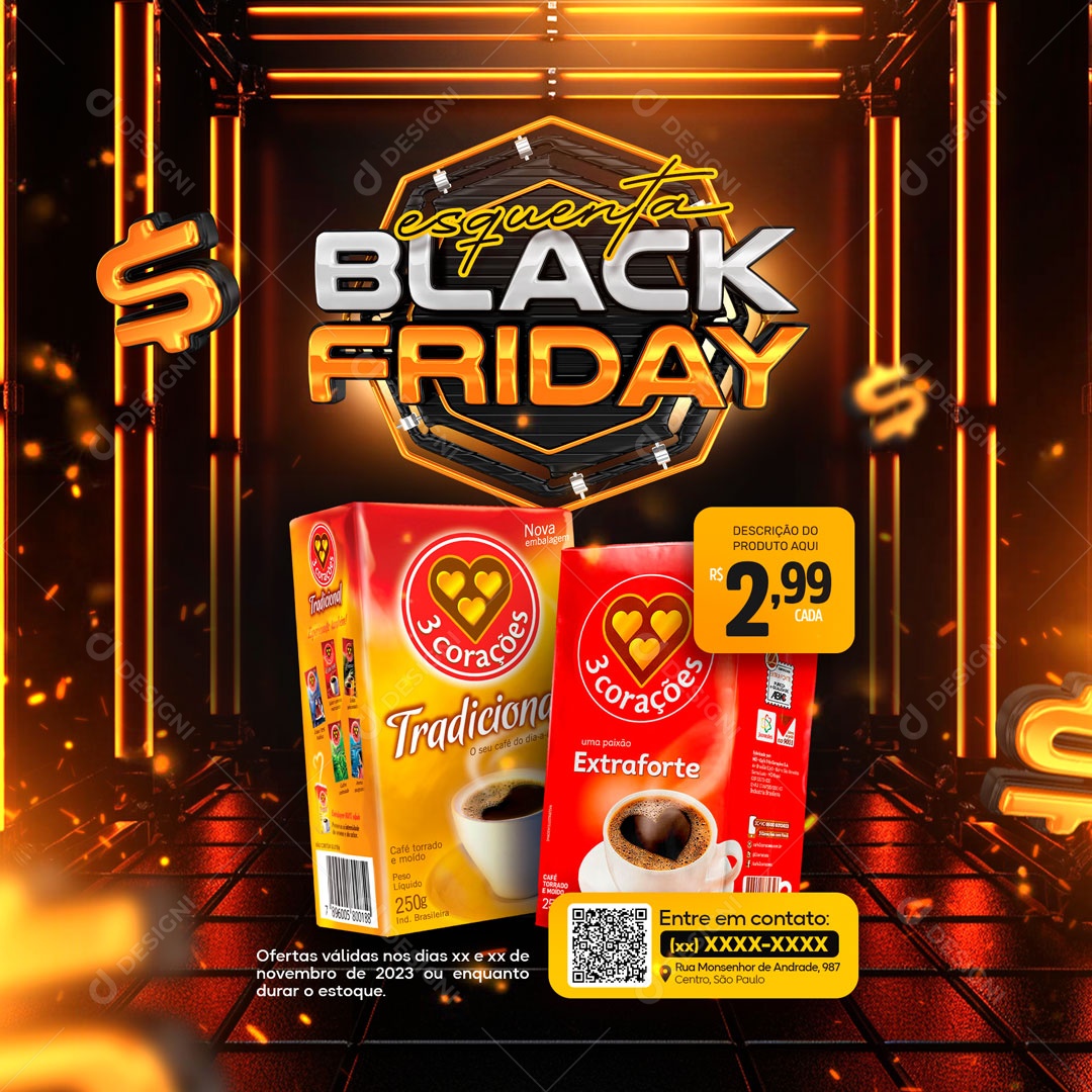 Social Media Esquenta Black Friday Café Supermercado PSD Editável