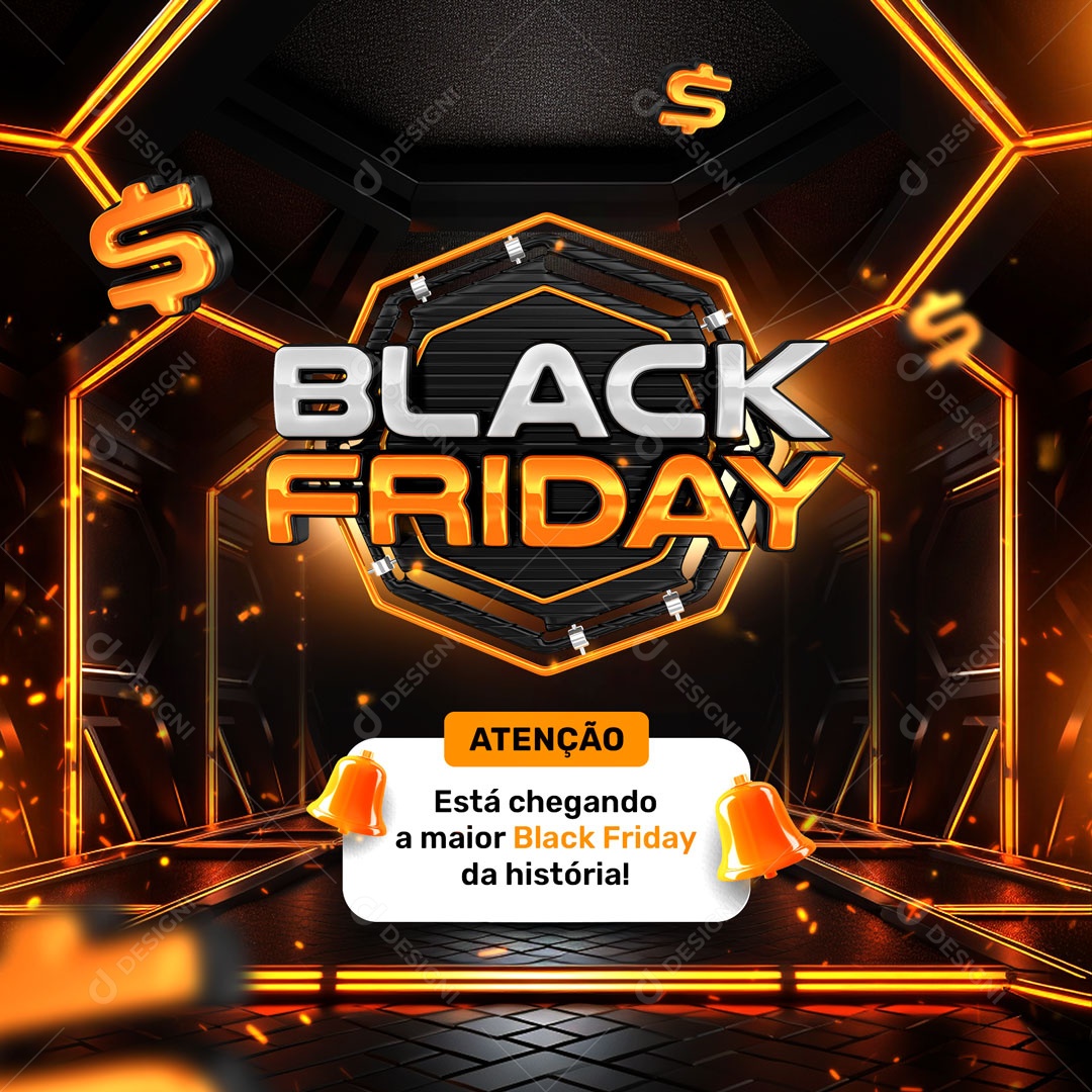 Atenção Está Chegando a Maior Black Friday Social Media PSD Editável
