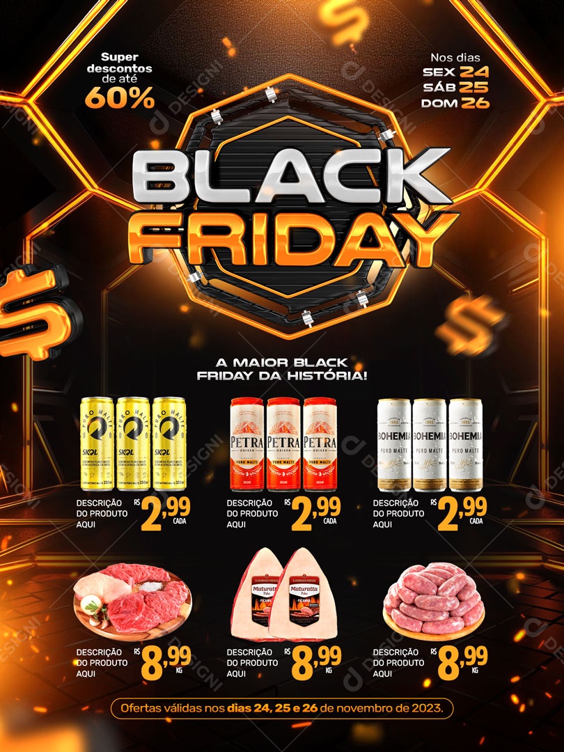 Social Media Encarte Supermercado Black Friday PSD Editável