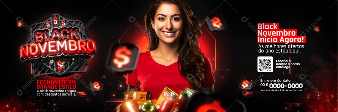 Campanha Publicitaria Black Novembro Carrossel Inicia Agora As Melhores Ofertas Supermercado Social Media PSD Editável