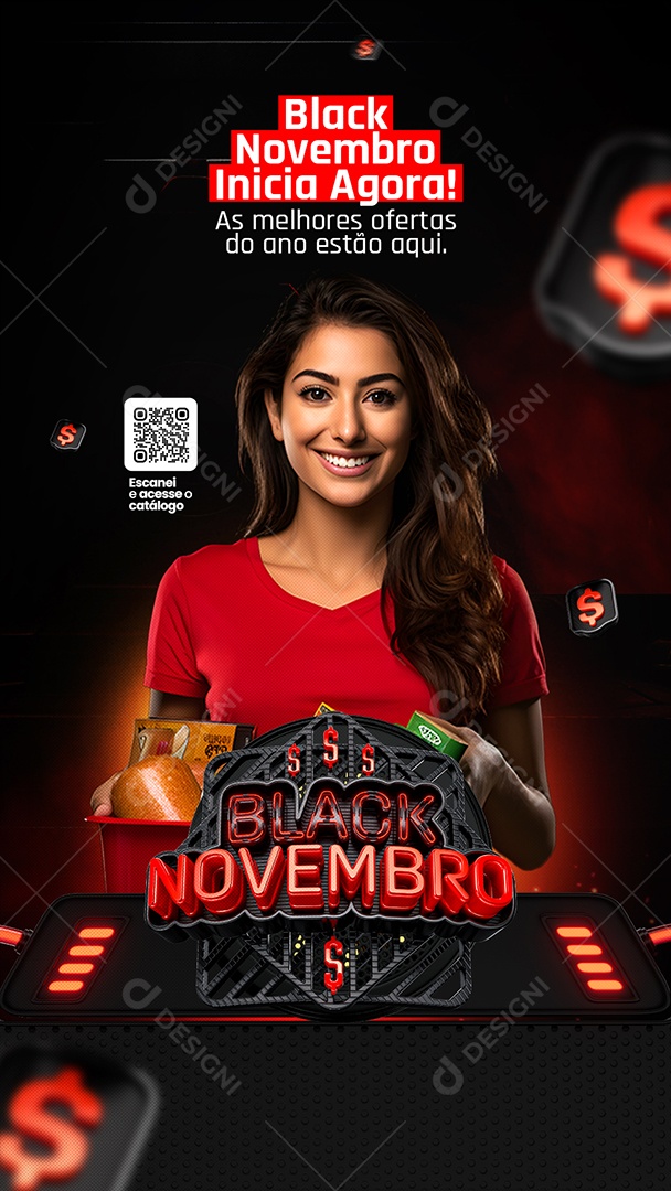 Campanha Publicitaria Black Novembro Story Inicia Agora As Melhores Ofertas Supermercado Social Media PSD Editável