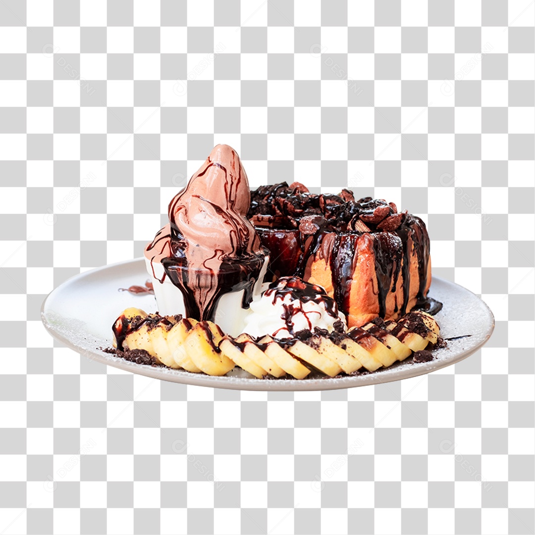 Sobremesa Bolos Doces com Calda PNG Transparente