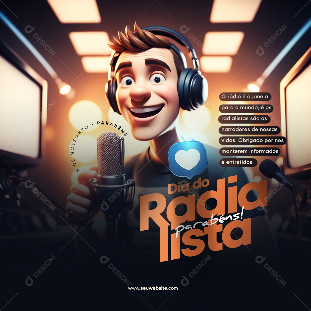 Feed Dia Do Radialista 5 De Novembro Social Media PSD Editável