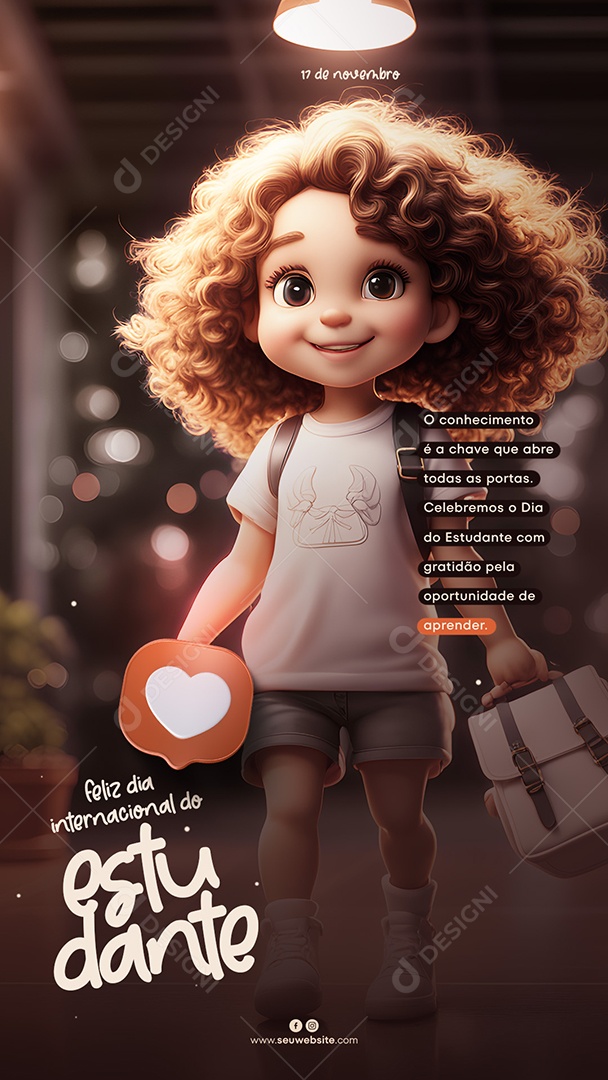 Story Feliz Dia Internacional Do Estudante Conhecimento Social Media PSD Editável