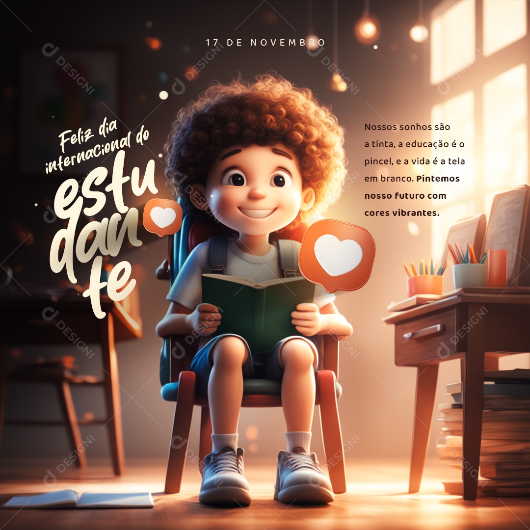 Social Media Feed Futuro Com Cores Dia Internacional Do Estudante PSD Editável