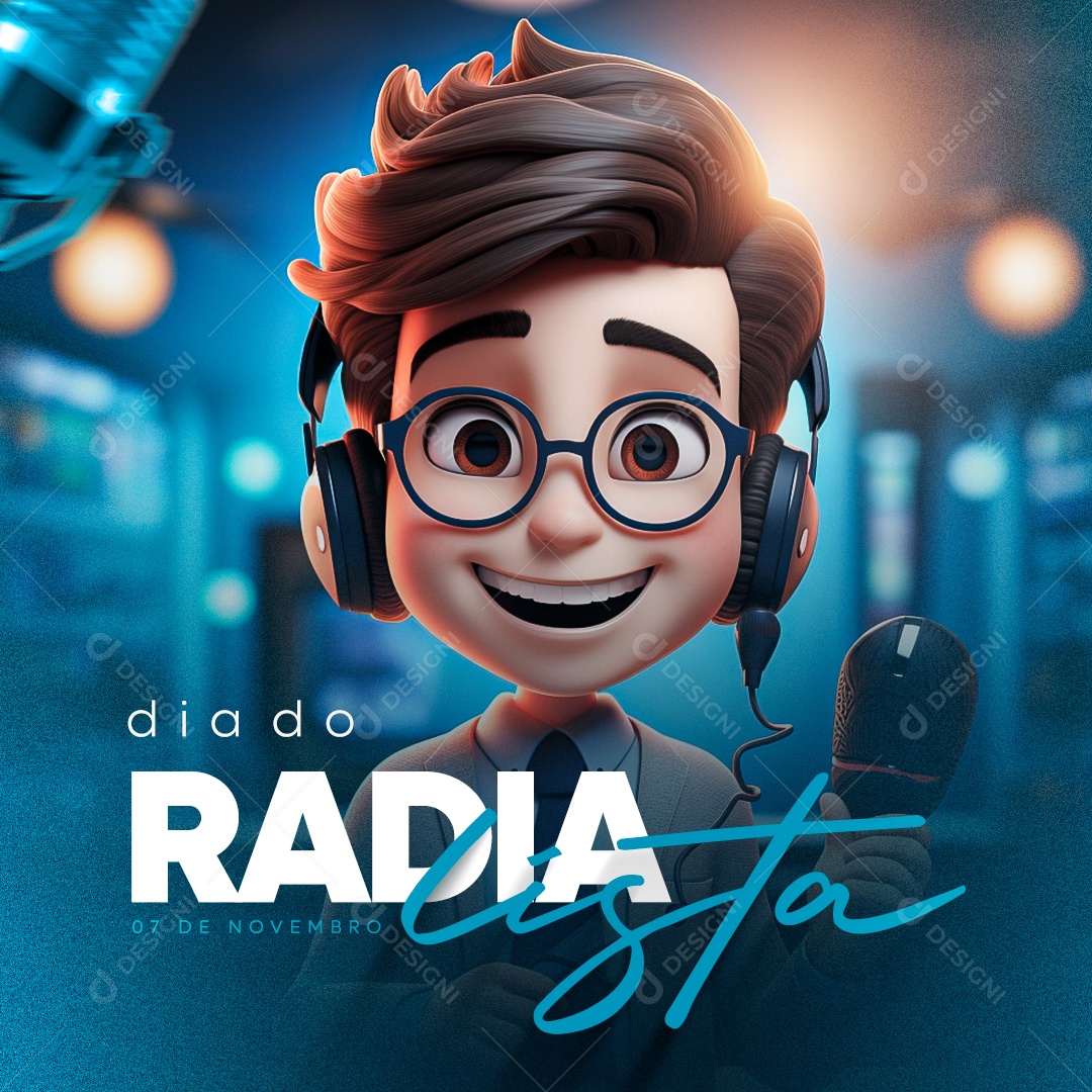 Social Media Dia Do Radialista 07 De Novembro PSD Editável