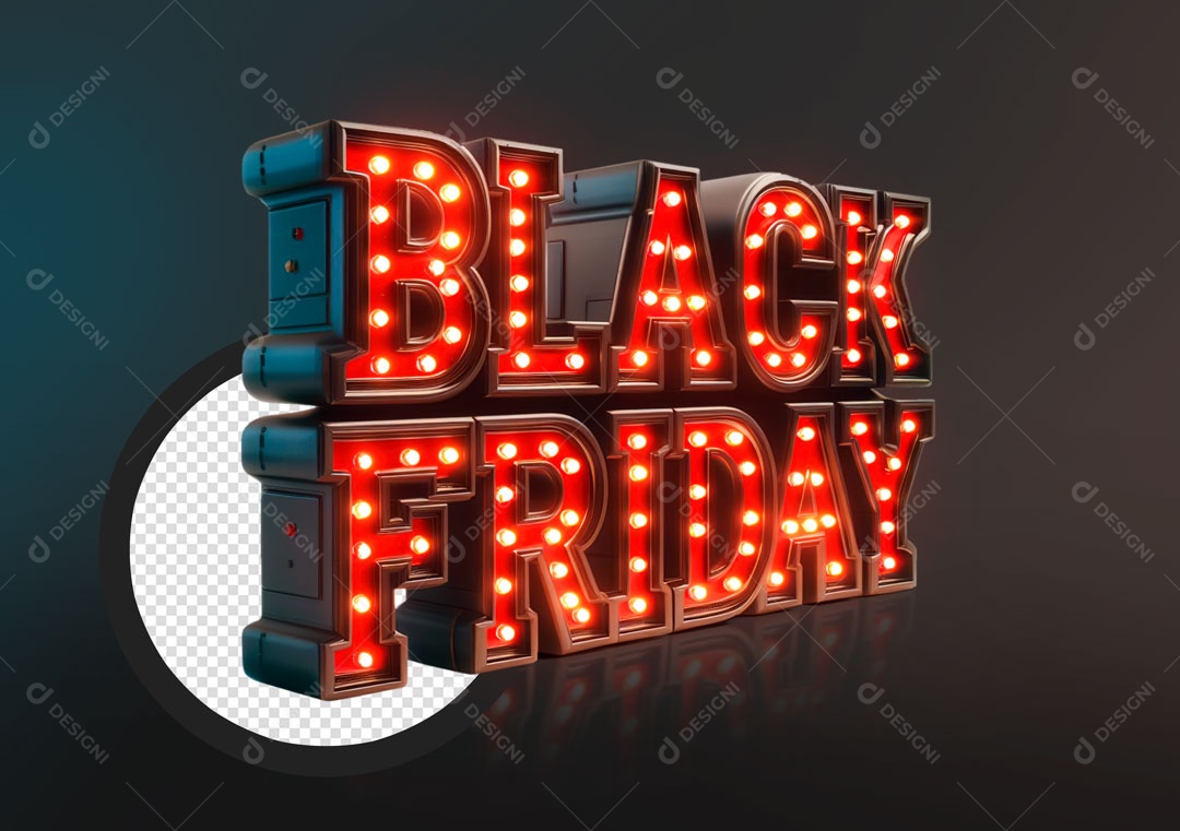 Texto 3D Black Friday Vermelho Com Luzes Para Composição PSD