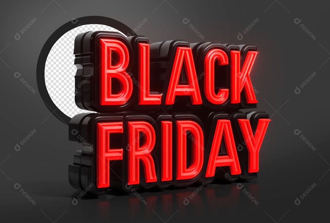 Texto 3D Black Friday Vermelho Para Composição PSD