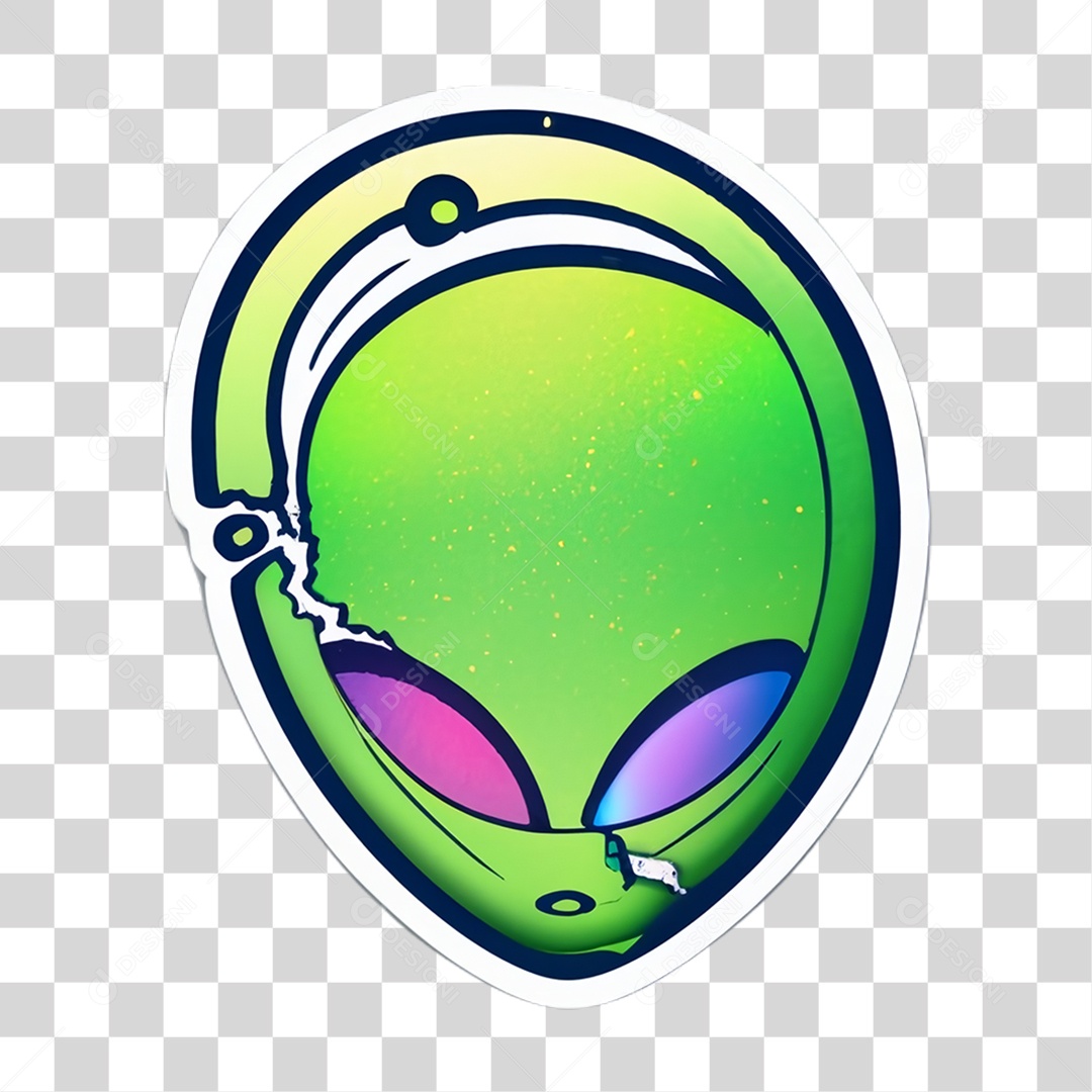 Sticker Emojis Carinha Alien PNG Transparente