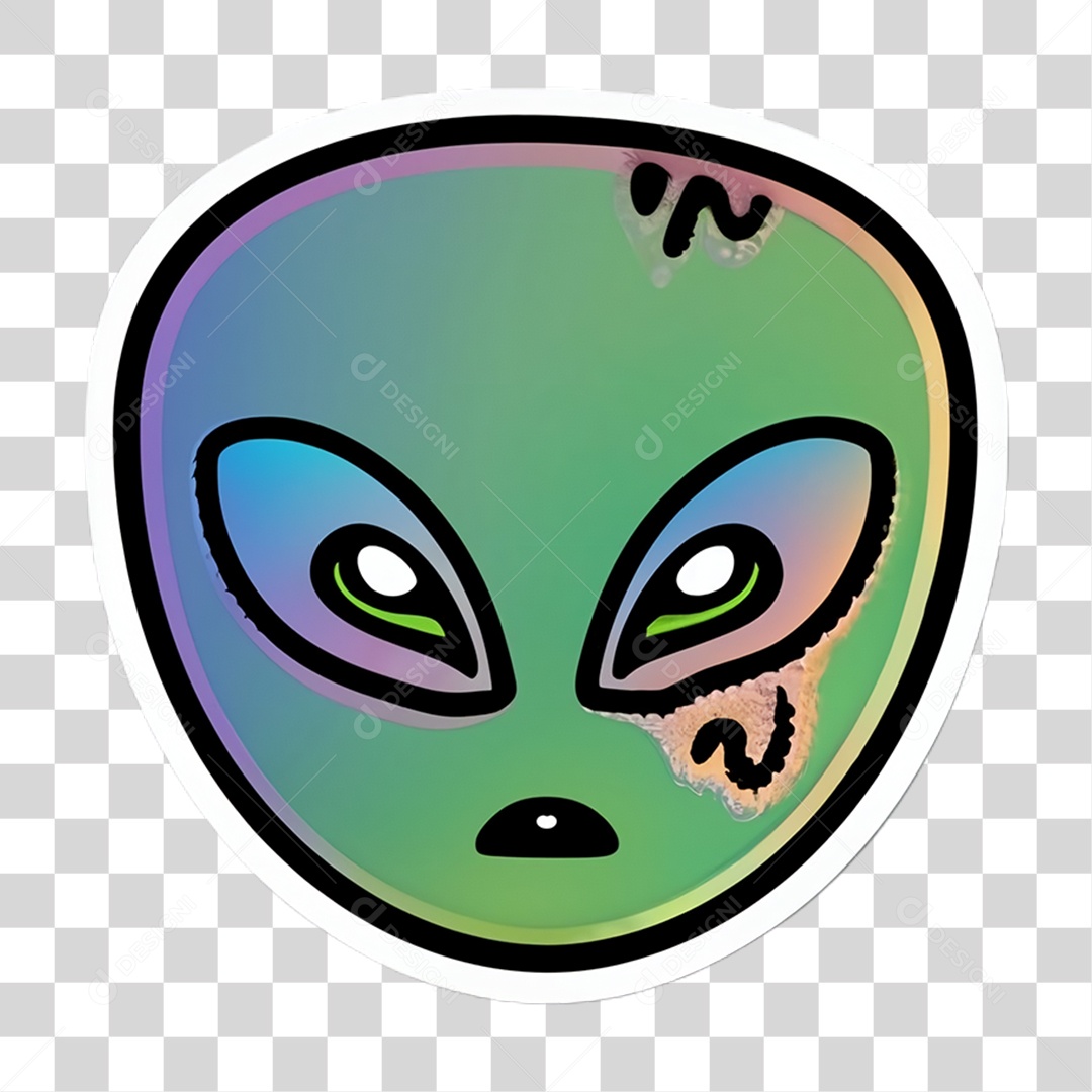 Sticker Emojis Carinha Alien PNG Transparente