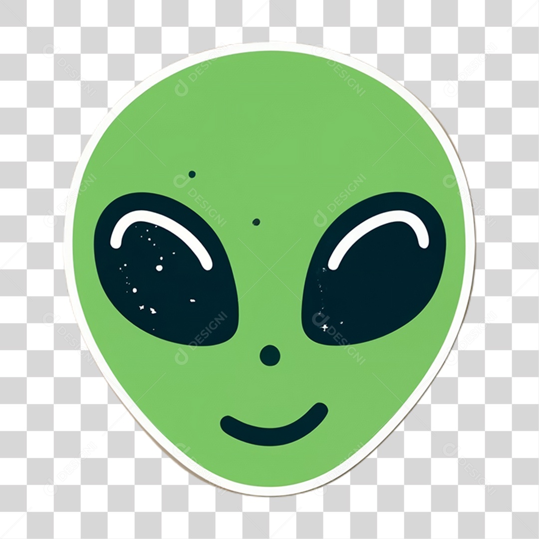Sticker Emojis Carinha Alien PNG Transparente