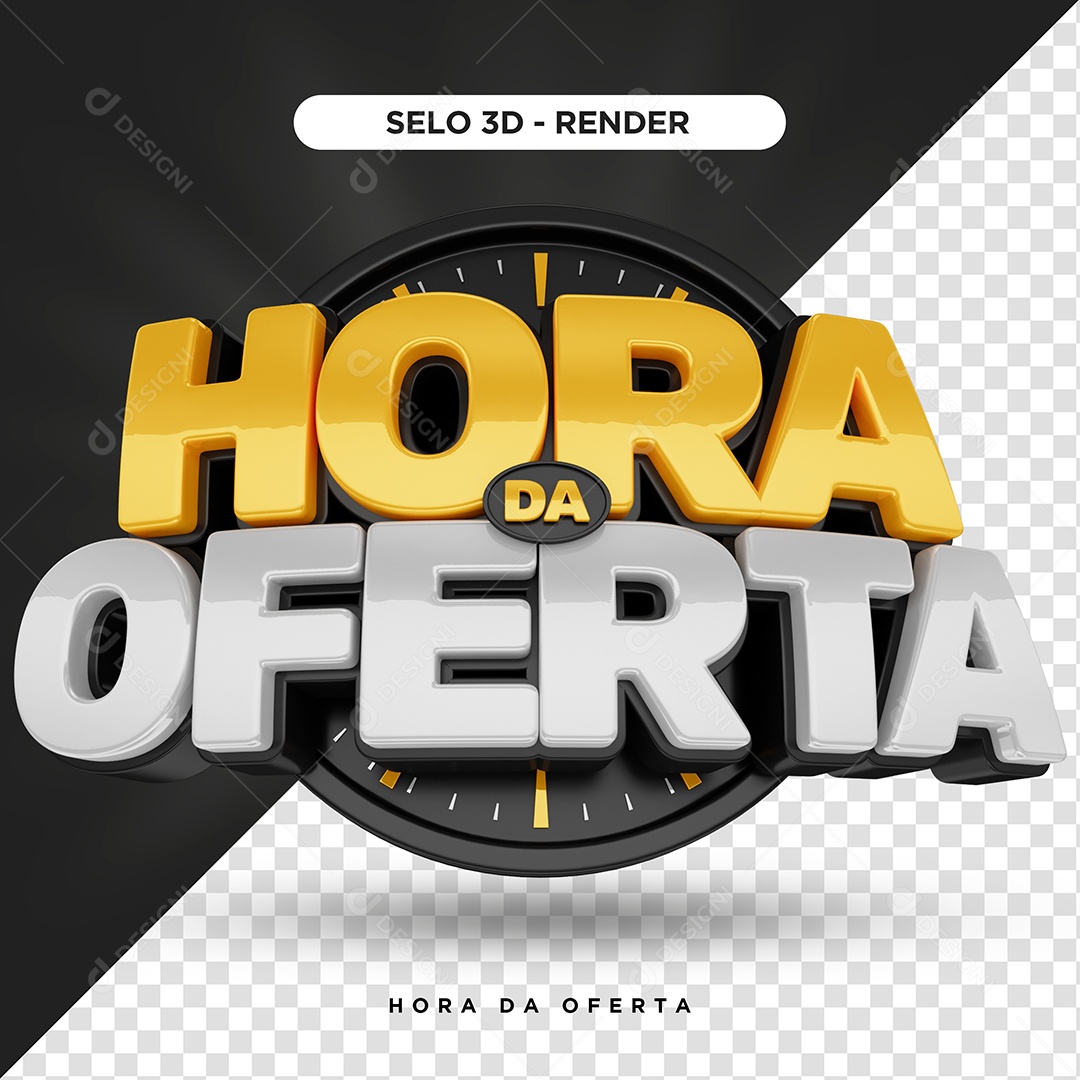 Selo 3D Hora Da Oferta Preto Para Composição PSD