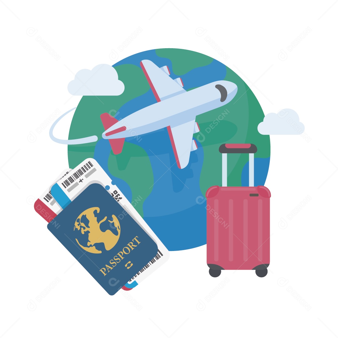 Mapa do Mundo Destinos de Viagens Ilustração Vetor EPS