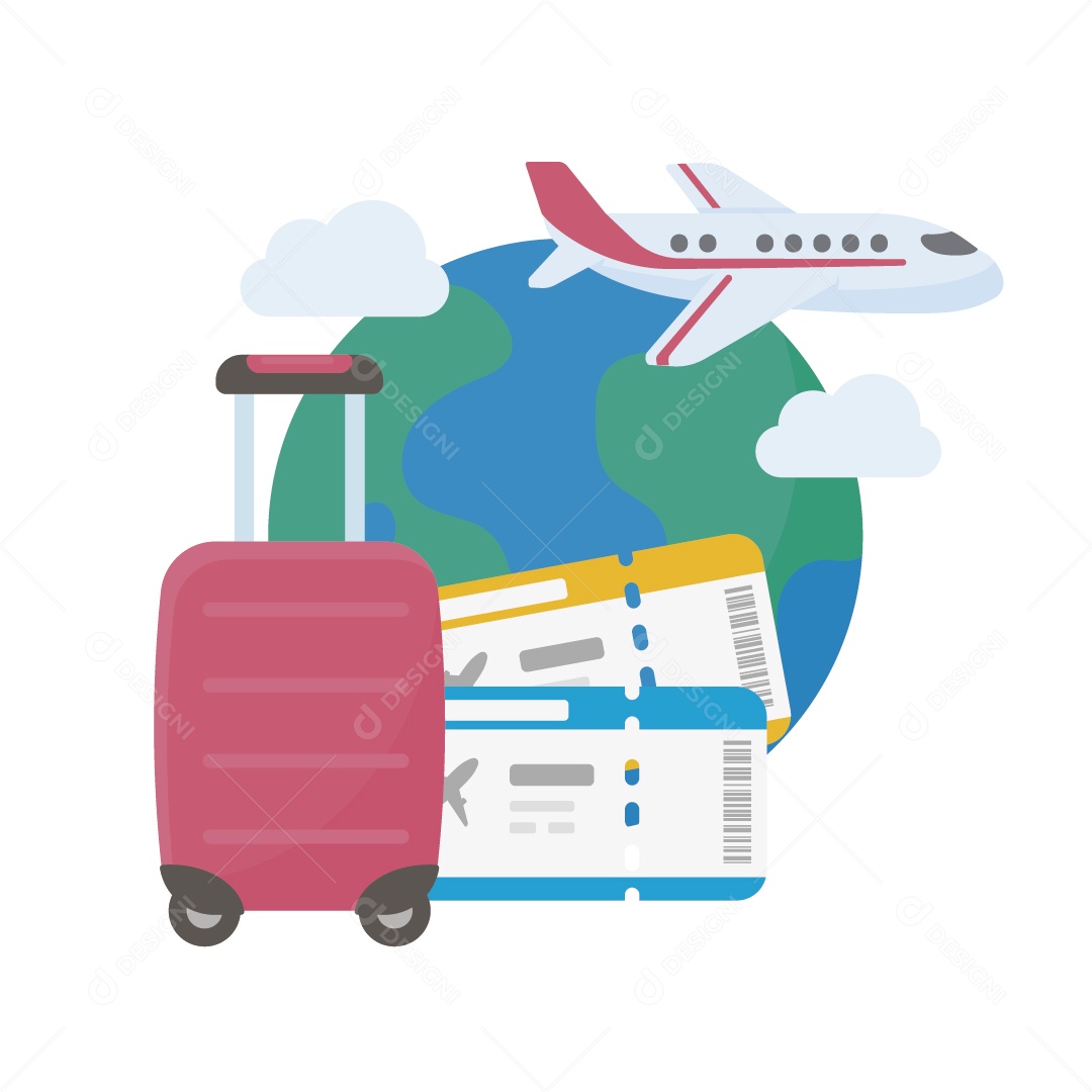 Mapa do Mundo Destinos de Viagens Ilustração Vetor EPS