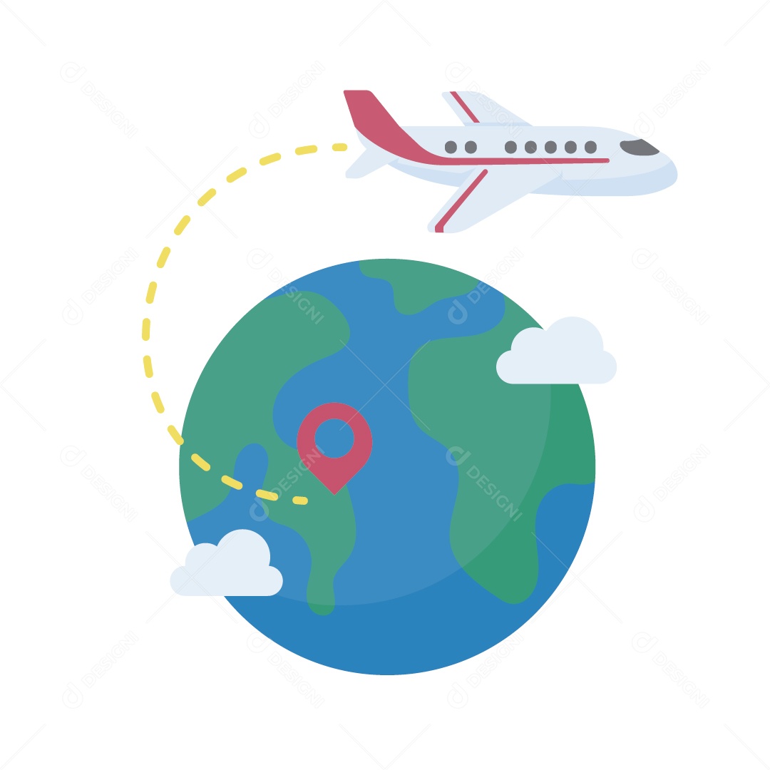 Mapa do Mundo Destinos de Viagens Ilustração Vetor EPS