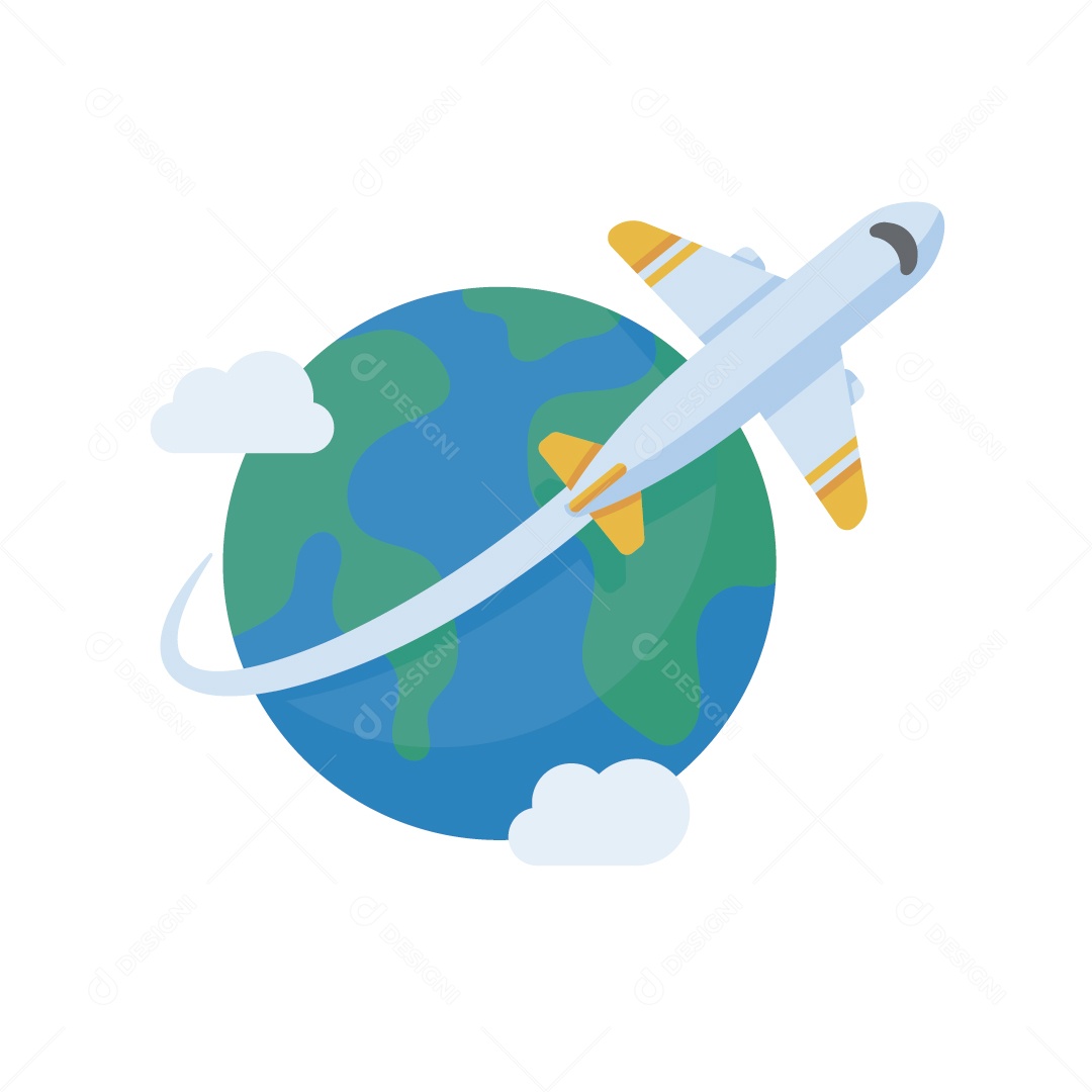 Mapa do Mundo Destinos de Viagens Ilustração Vetor EPS