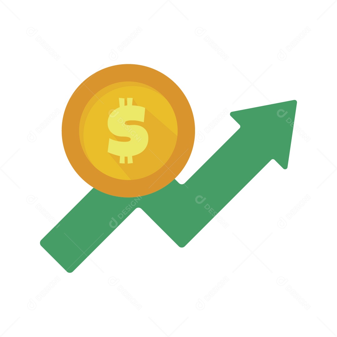 Ícone de Moeda Valorizando Ilustração Vetor EPS