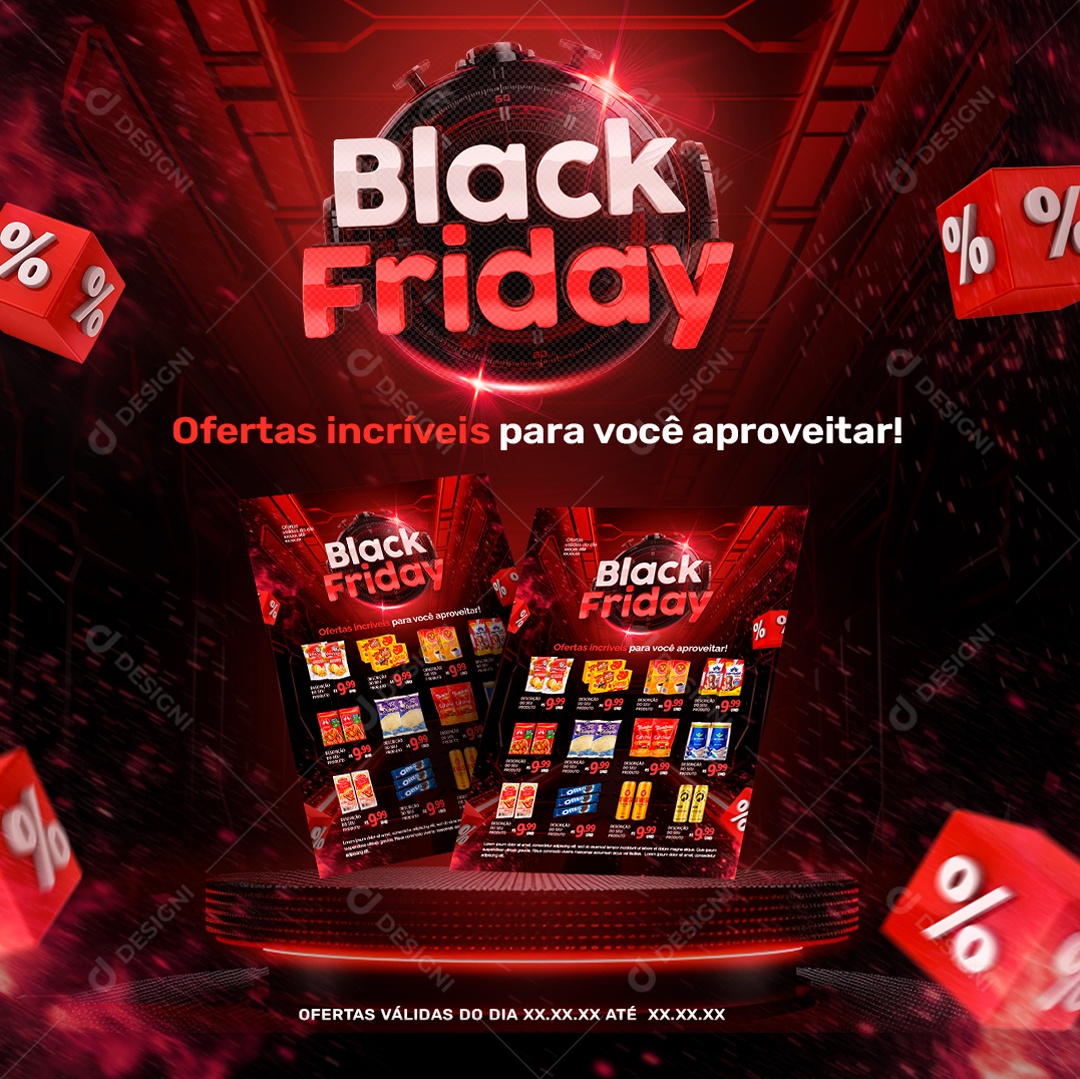 Social Media Black Friday Ofertas Incríveis Supermercado PSD Editável