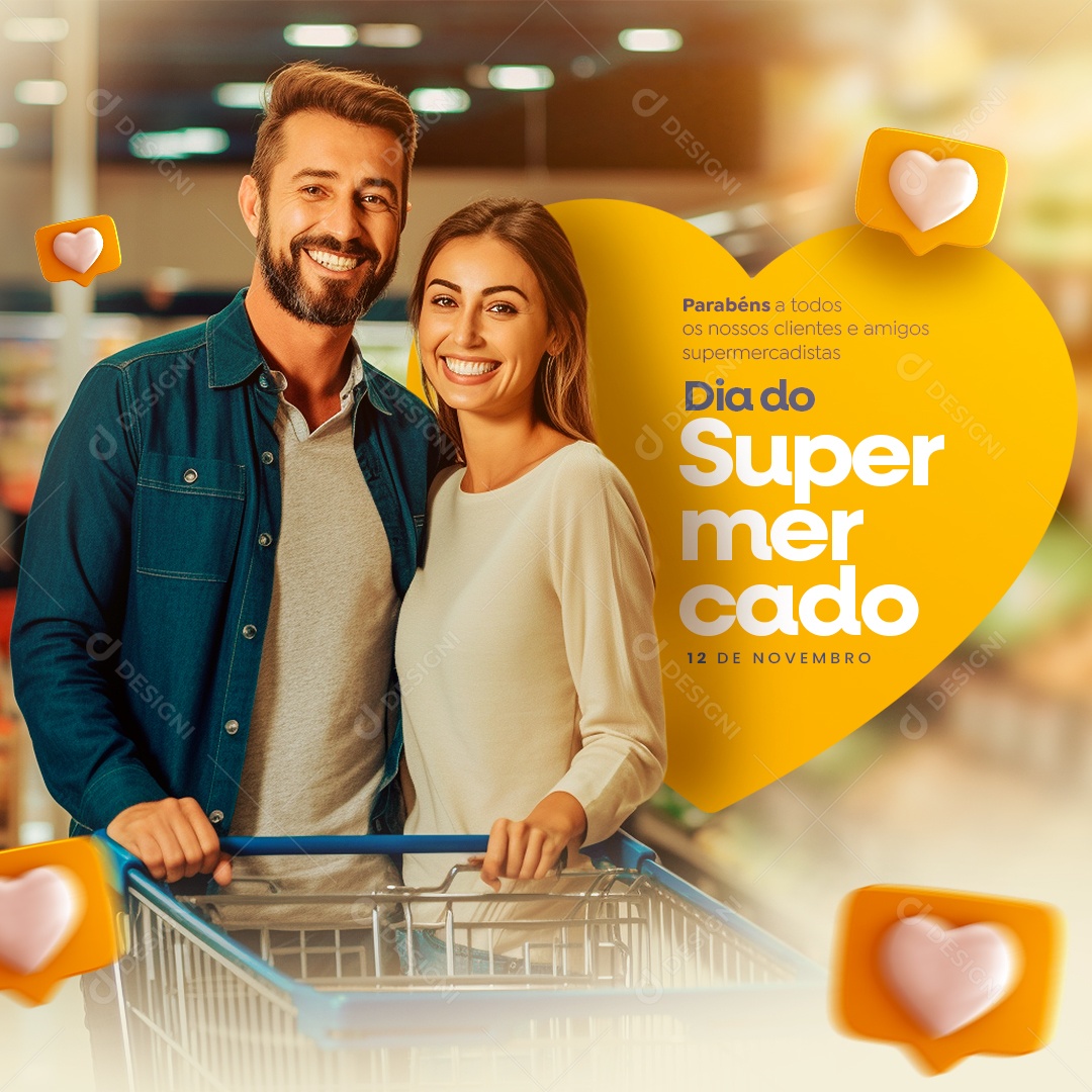 Parabéns a Nossos Clientes Dia Do Supermercado Social Media PSD Editável