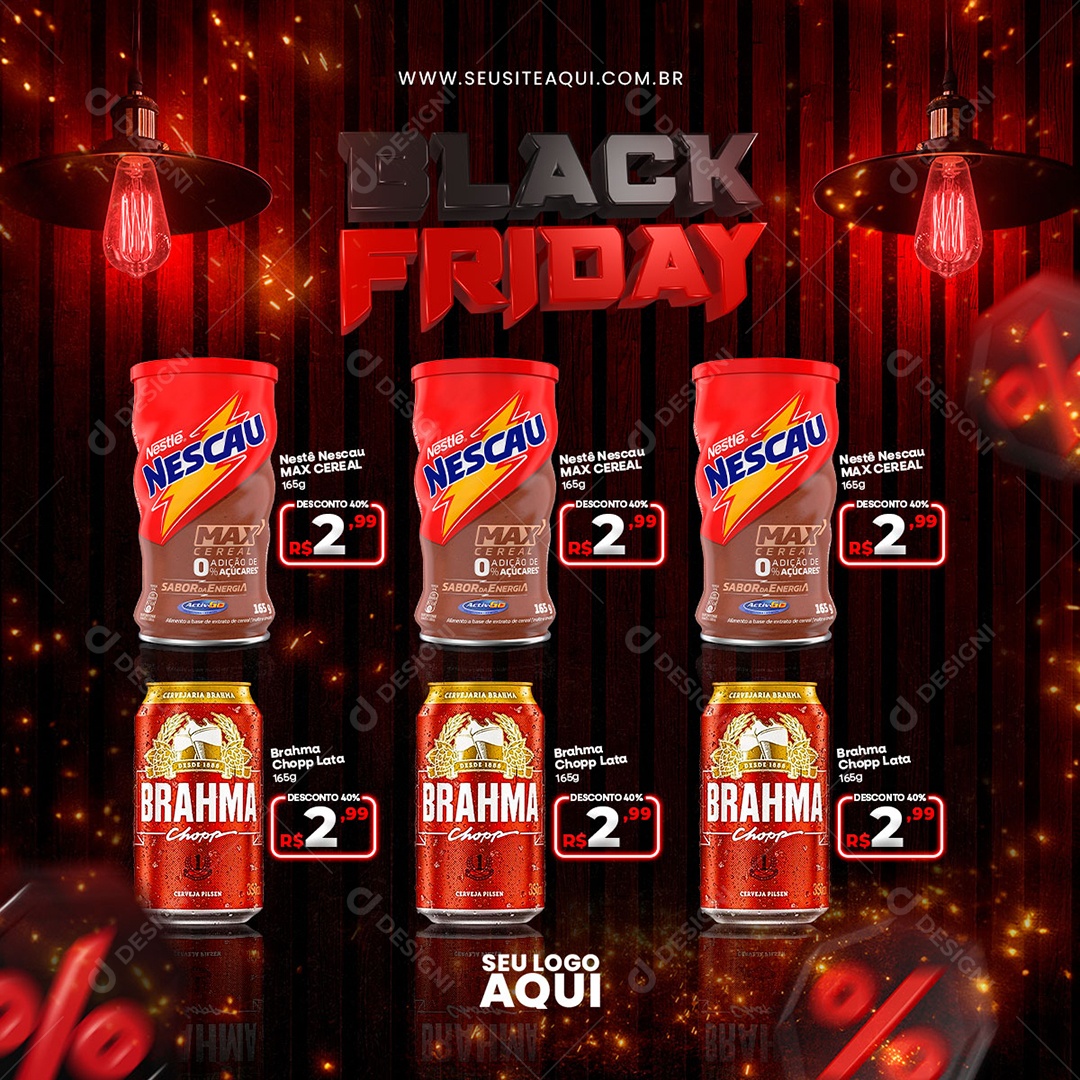 Social Media Black Friday Nescau Brahma Chopp Supermercado PSD Editável