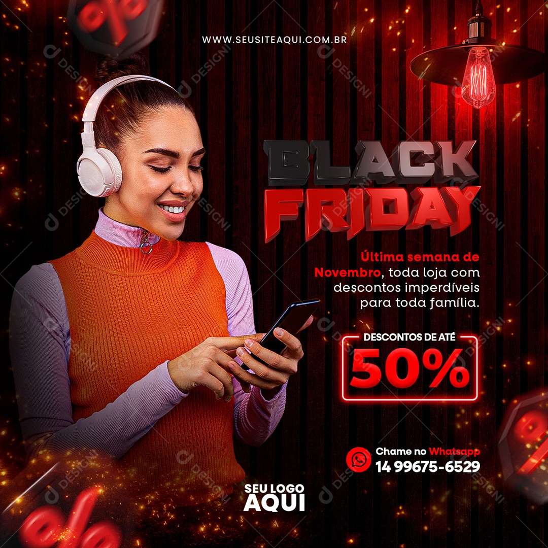 Social Media Black Friday Última Semana de Novembro Toda Loja com Descontos PSD Editávle