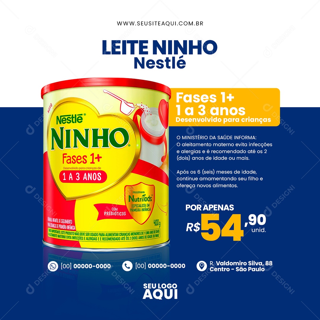 Farmácia Leite Ninho Nestle Fases Social Media PSD Editável