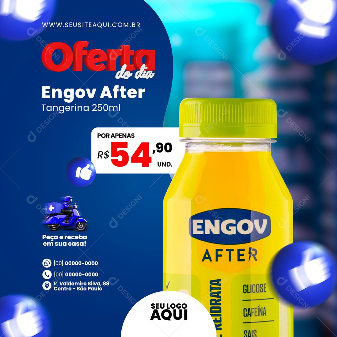 Farmácia Oferta Do Dia Engov After Tangerina Social Media PSD Editável