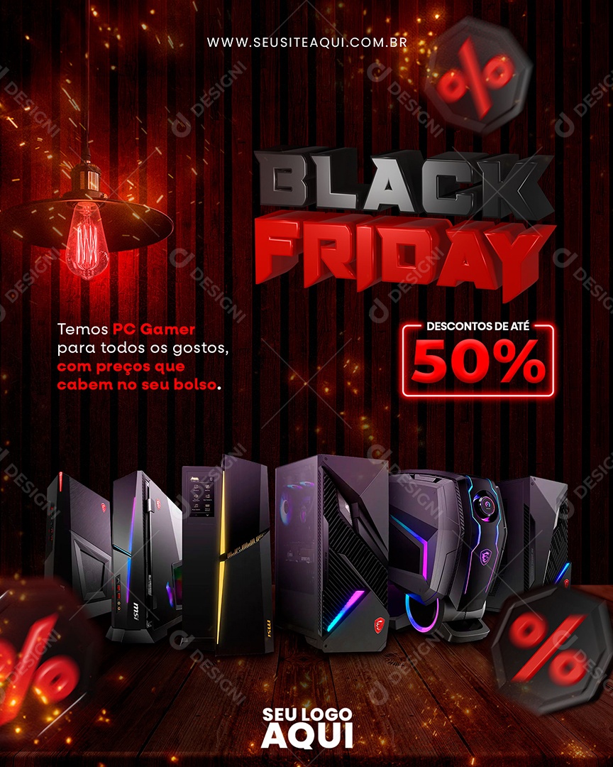 Black Friday Temos PC Gamer para Todos os Gostos Descontos De Até 50% Social Media PSD Editável