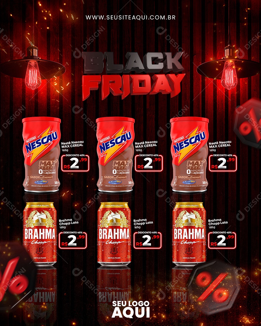 Black Friday Nescau Brahma Chopp Supermercado Social Media PSD Editável