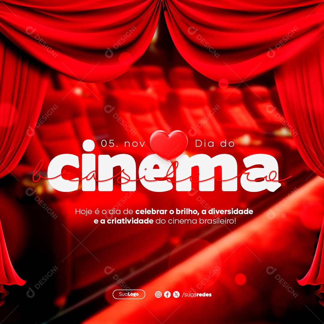 Dia Do Cinema Brasileiro 05 De Novembro Celebrar o Brilho a Diversidade e a Criatividade Social Media PSD Editável