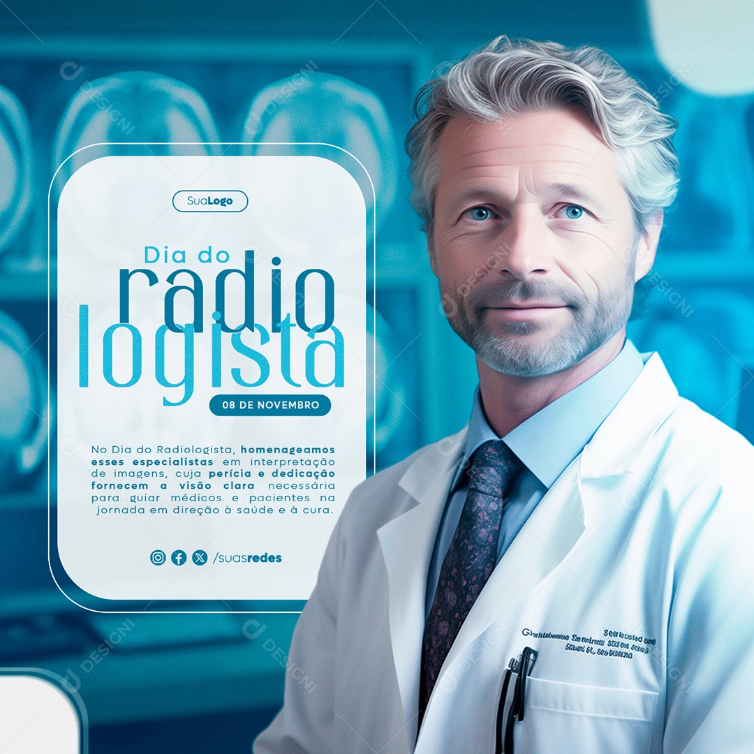 Dia Do Radiologista 08 De Novembro Homenageamos esses Especialistas Social Media PSD Editável
